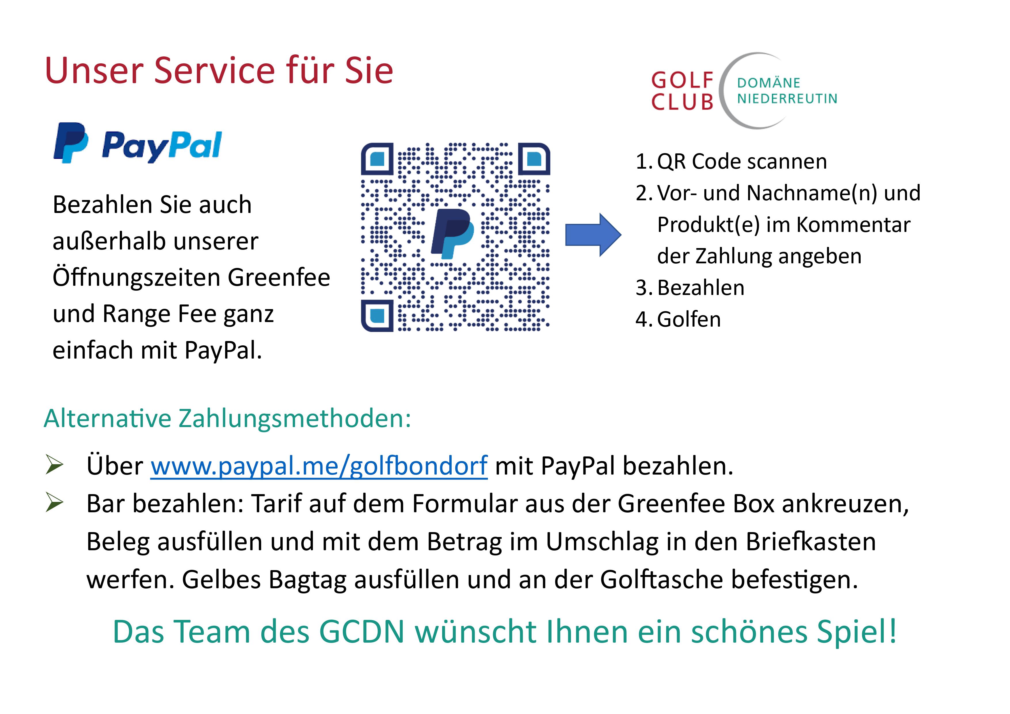 Anleitung Greenfee Zahlung mit PayPal